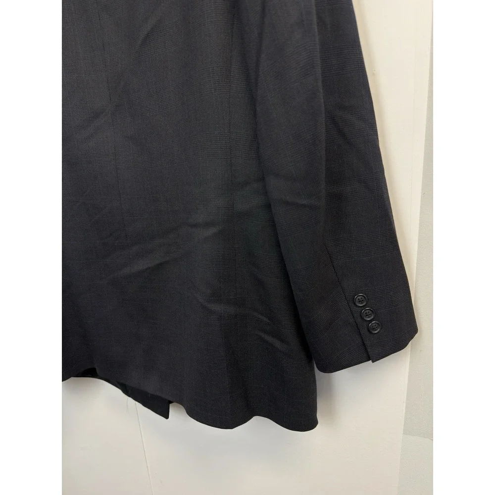 Portfolio Perry Elis Double Breasted‎ Jacket Men's 42L Navy Glen Plaid Blazer